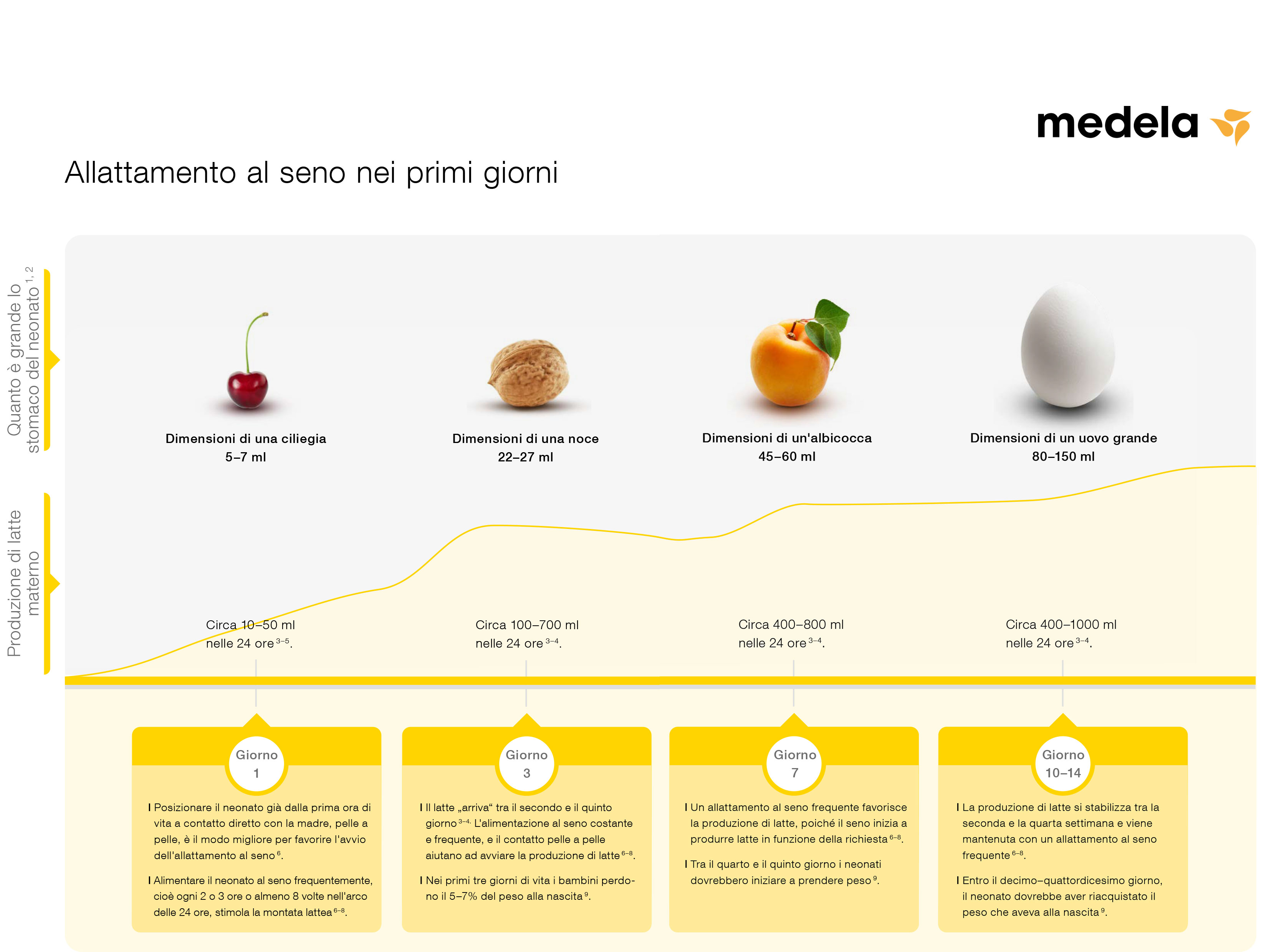 allattamento a richiesta dimensioni stomaco neonato Medela